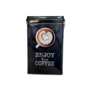 Descubre la lata “Enjoy Your Coffee” de Sol&Crema. Diseño vintage, cierre hermético y máxima conservación del aroma y sabor del café. Perfecta para tu rincón barista.
